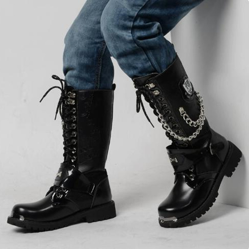 Luxury Men Motorcycle Boots Mi - đánh giá và giá Steel Chain
